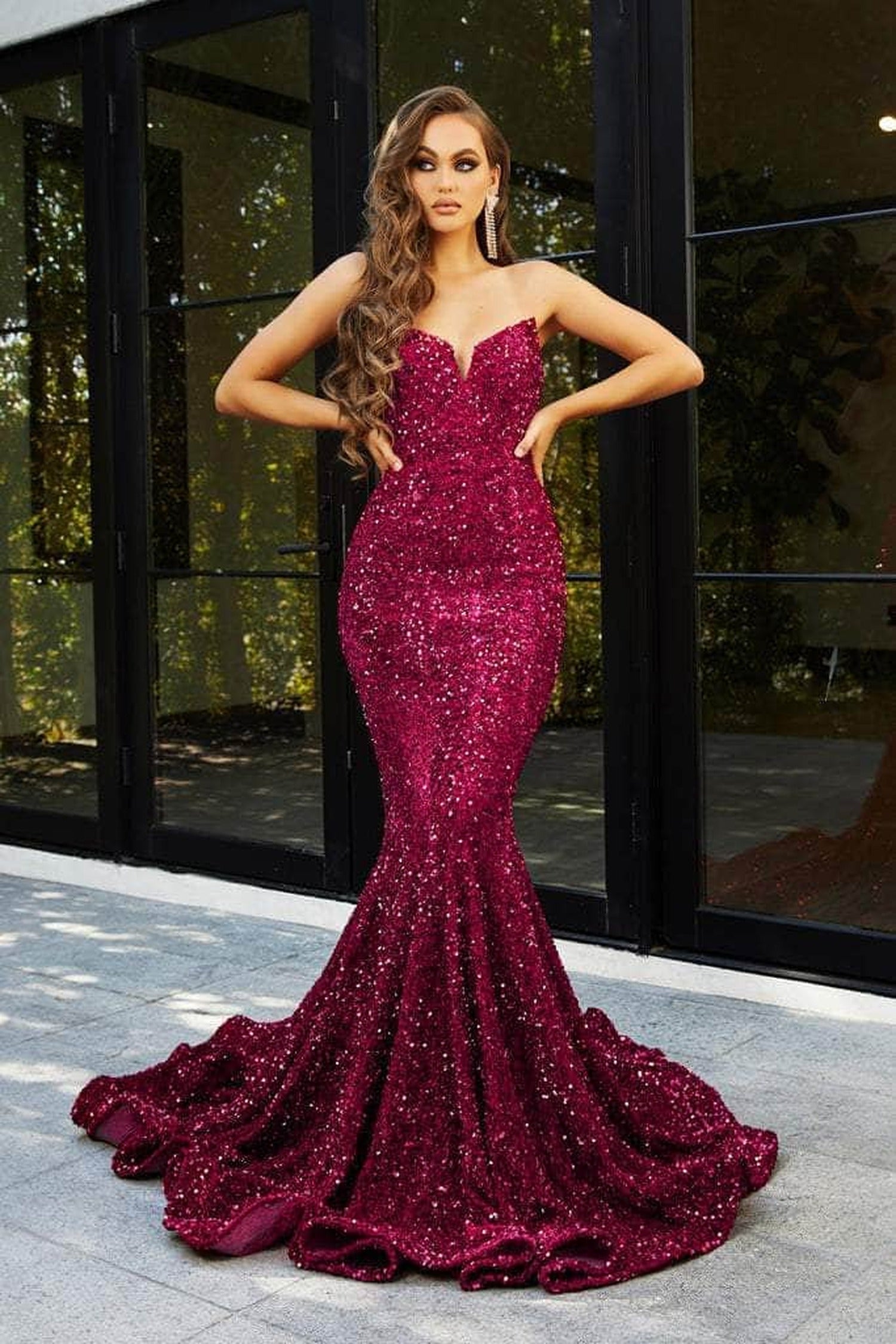 Portia and Scarlett - PS21208 Strapless V-Neck Sequin Gown