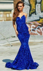 Portia and Scarlett - PS21208 Strapless V-Neck Sequin Gown - designer prom dress at Silhouette Dresses