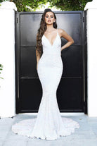 Portia and Scarlett - PS21235 V Neck Open Back Bedazzled Dress - view 5