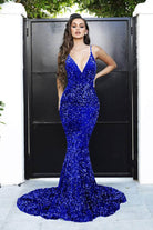 Portia and Scarlett - PS21235 V Neck Open Back Bedazzled Dress - view 9