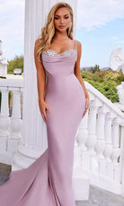 Portia and Scarlett - PS22180 Embellished Sweetheart Cowl Neck Gown - Silhouette Dresses