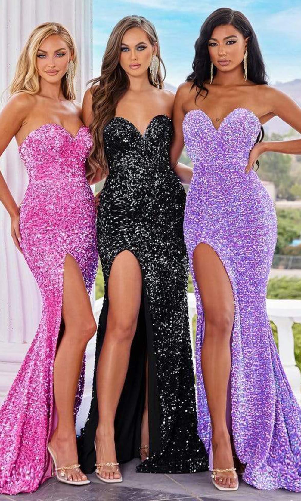 Portia and Scarlett - Ps22348 Sequined Sweetheart Gown with Slit - designer prom dress at Silhouette Dresses