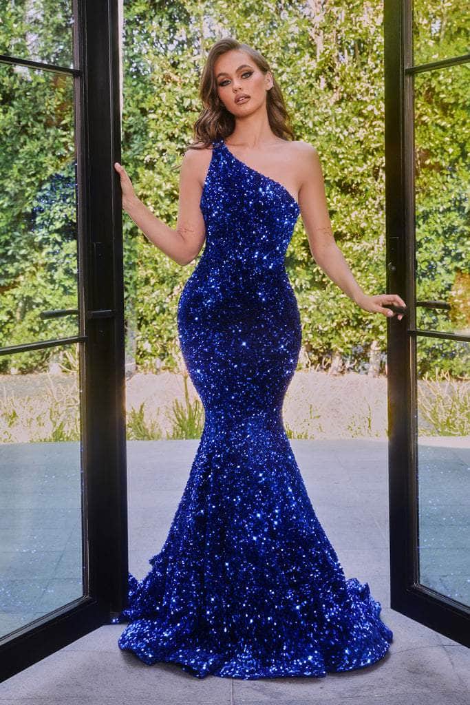 Portia and Scarlett - PS22350 One-Shoulder Sequin Mermaid Gown - designer prom dress at Silhouette Dresses