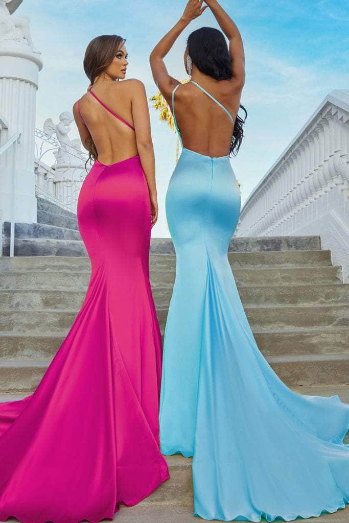 Portia and Scarlett - PS22358 Asymmetric Neck Trumpet Gown With Train - view 4