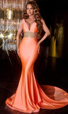 Portia and Scarlett ps22524 - V-Neck Beaded Plus Size Prom Gown - designer prom dress at Silhouette Dresses