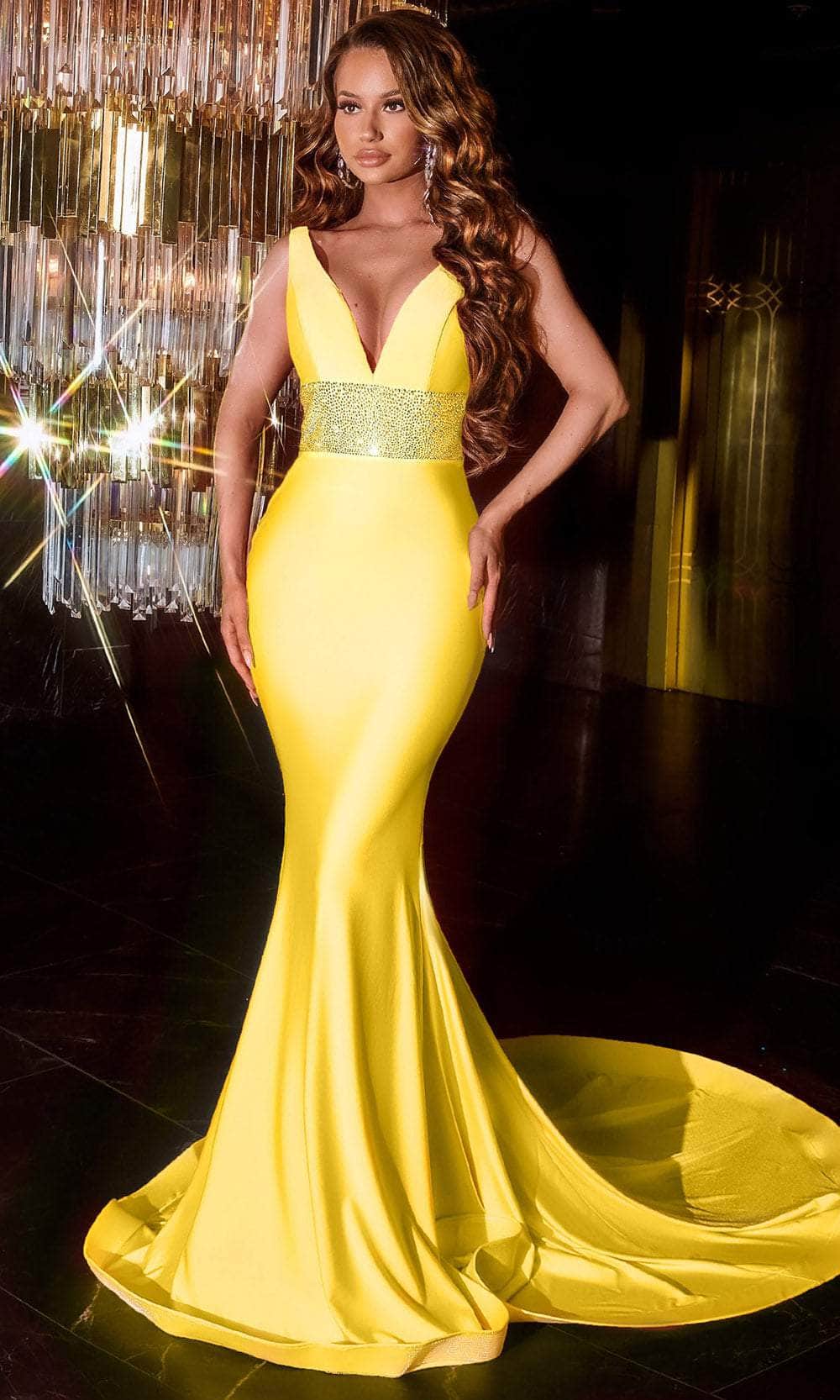 Portia and Scarlett ps22524 - V-Neck Beaded Plus Size Prom Gown - view 4