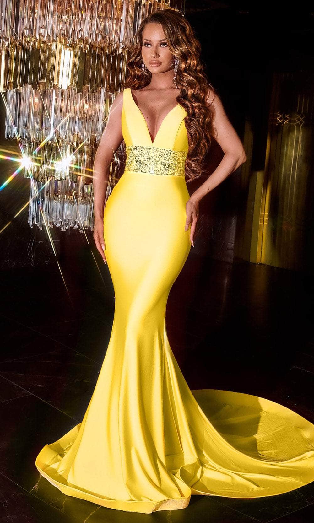 Portia and Scarlett ps22524 - V-Neck Beaded Plus Size Prom Gown - view 6