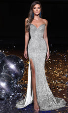 Portia and Scarlett PS23486 - Strapless High Slit Prom Gown