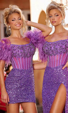 Portia and Scarlett PS23731C - Feathered Corset Homecoming Dress - view 11