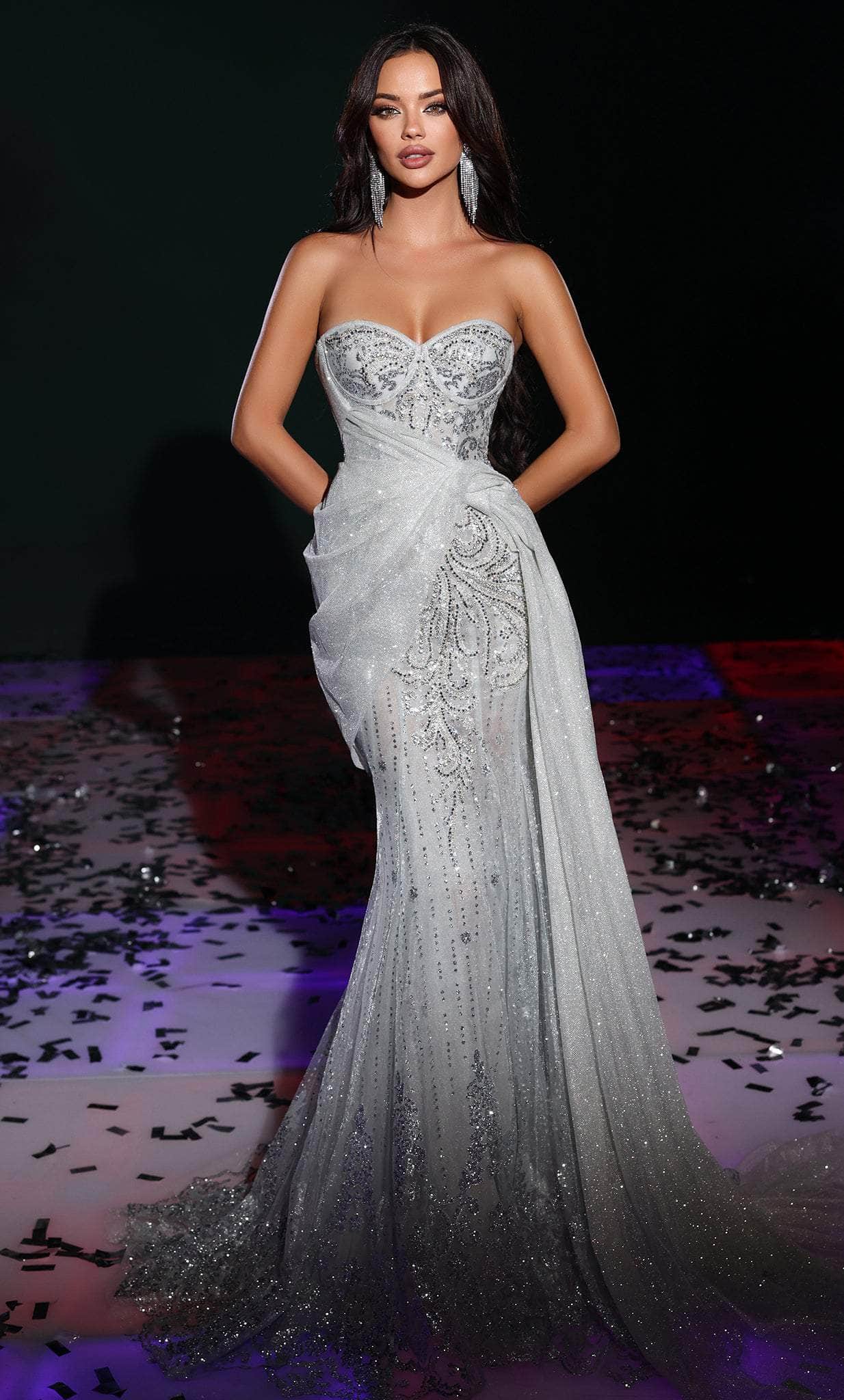 Portia and Scarlett PS23928 - Strapless Sweetheart Glittered Gown - designer evening gown at Silhouette Dresses
