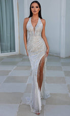 Portia and Scarlett PS23964 - Sheer V Neck Long Dress - designer evening gown at Silhouette Dresses