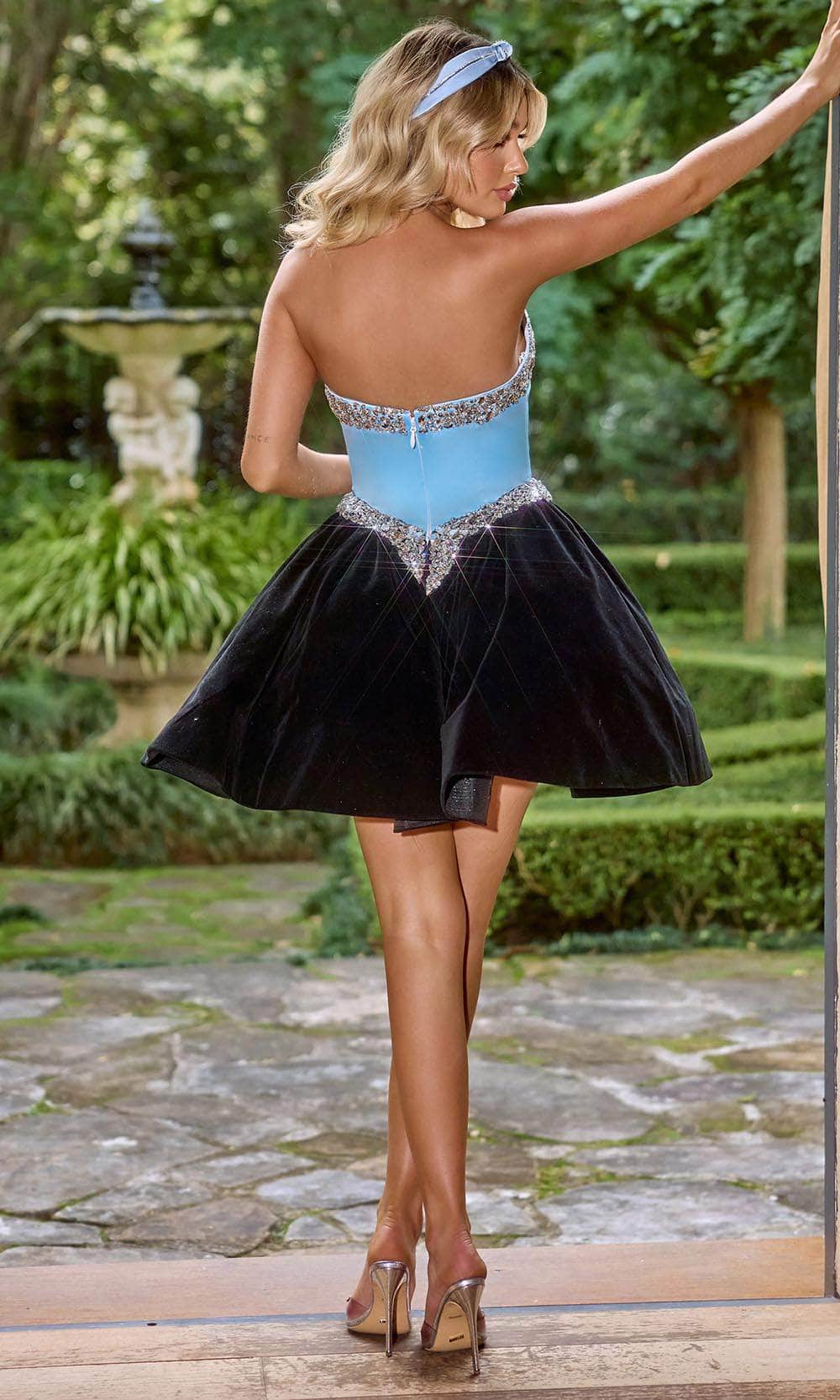 Portia and Scarlett PS24014 - Beaded Trim A-Line Cocktail Dress - back view
