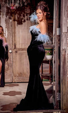 Portia and Scarlett PS24049 - Feathered Velvet Prom Dress - back view