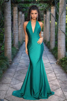 Portia and Scarlett PS24077X - Halter Trumpet Evening Gown - detail view
