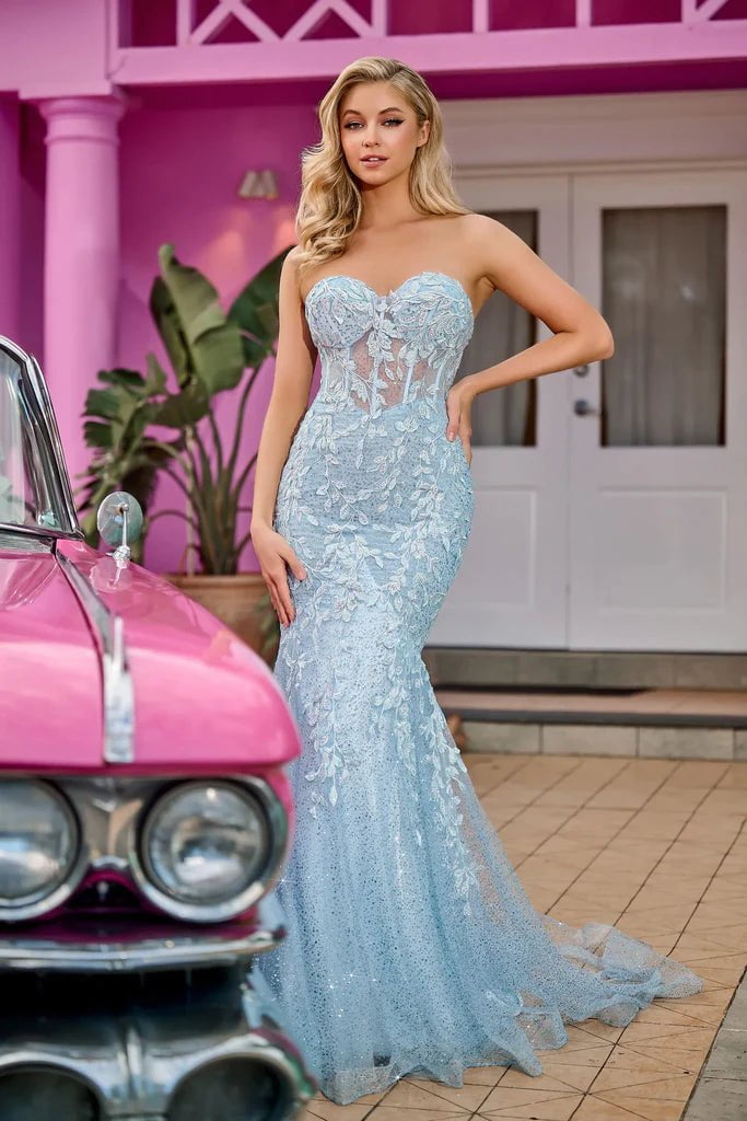 Portia and Scarlett PS24144 - Lace Appliqued Mermaid Prom Gown - view 7