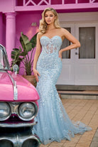 Portia and Scarlett PS24144 - Lace Appliqued Mermaid Prom Gown - view 7