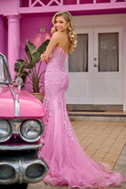 Portia and Scarlett PS24144 - Lace Appliqued Mermaid Prom Gown - back view