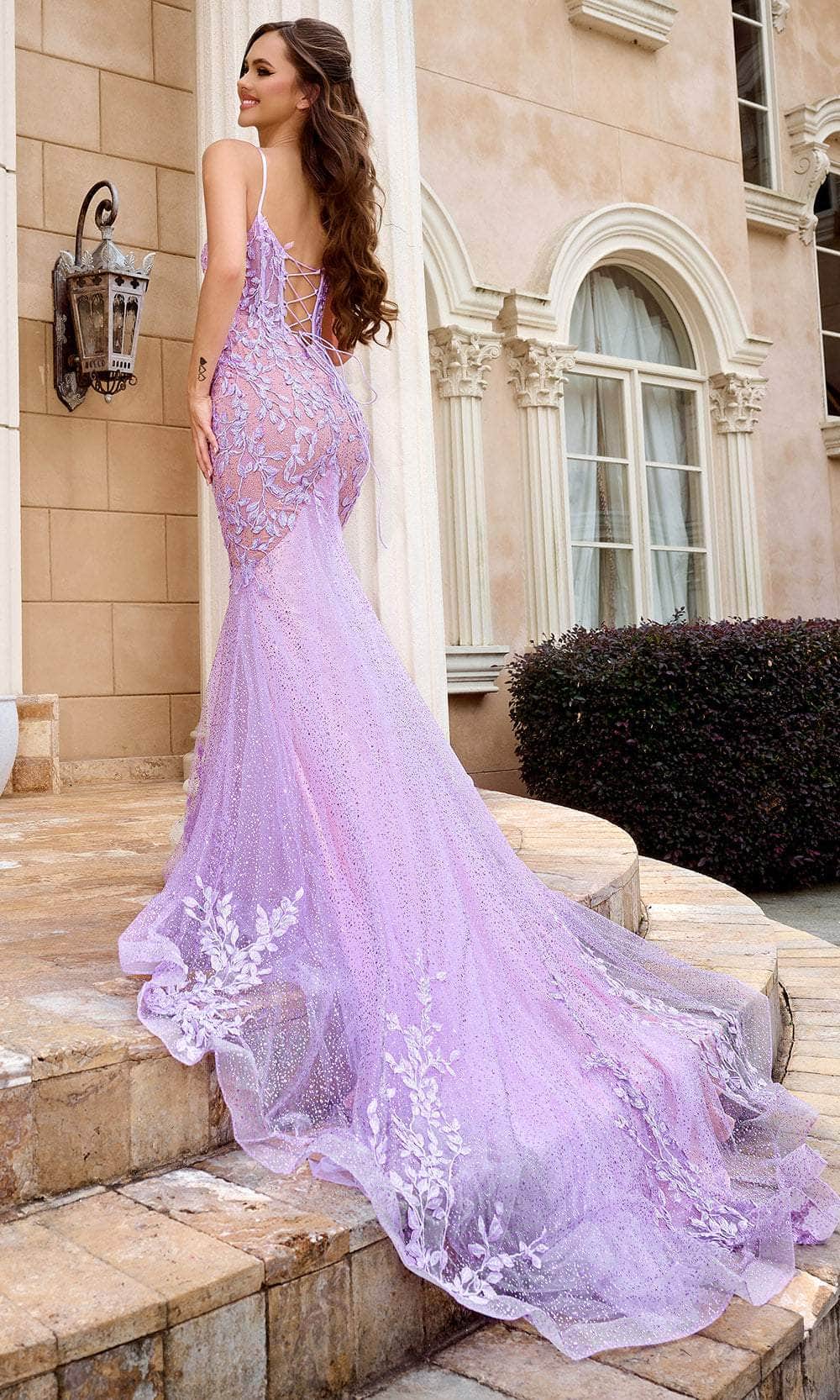 Portia and Scarlett PS24252 - Lace Corset Prom Dress - detail view