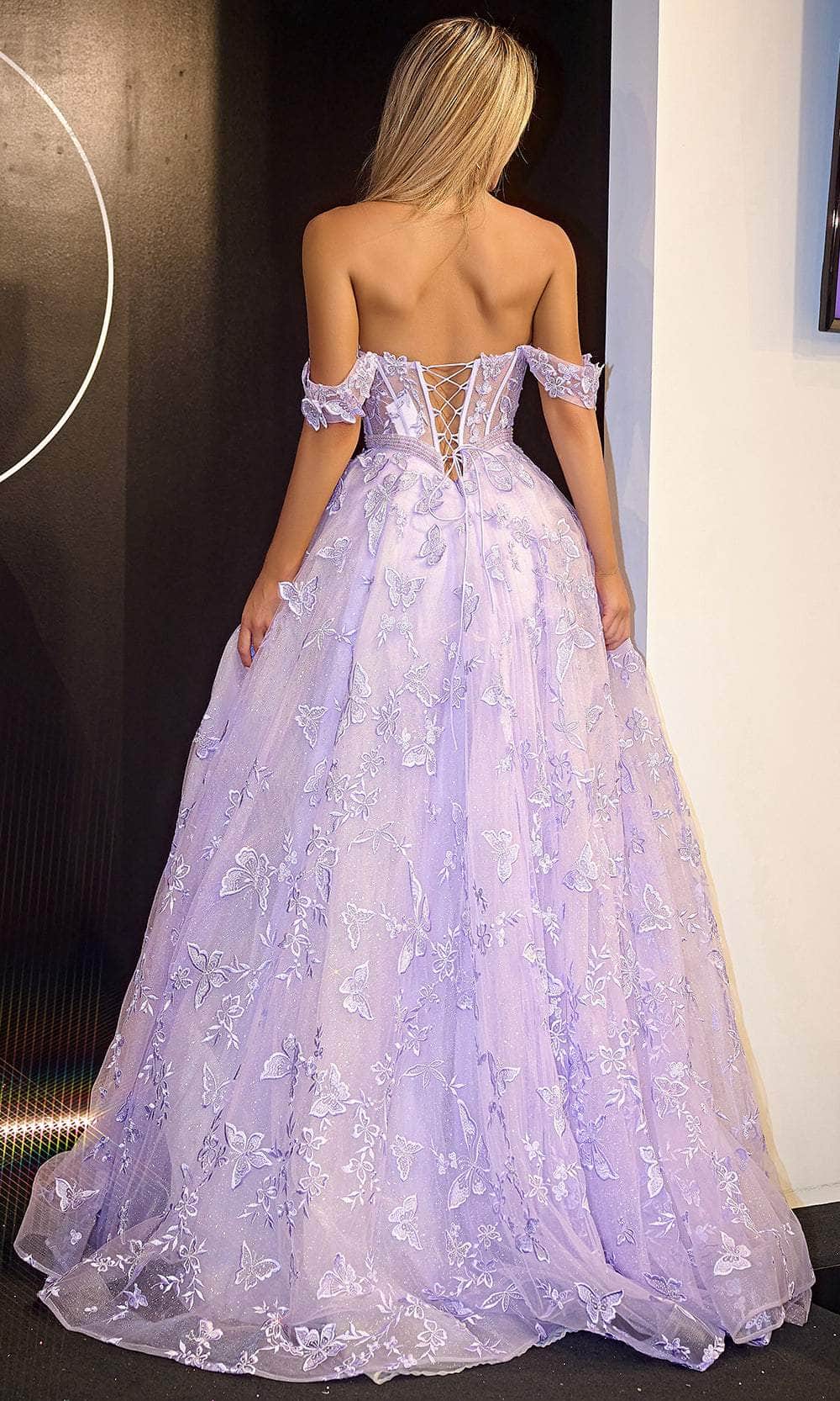 Portia and Scarlett PS24513X - Butterfly Motif Prom Dress - back view