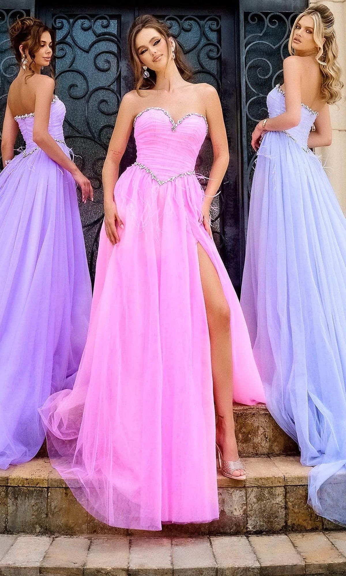 Portia and Scarlett PS24632 - Beaded Trim Strapless Prom Gown