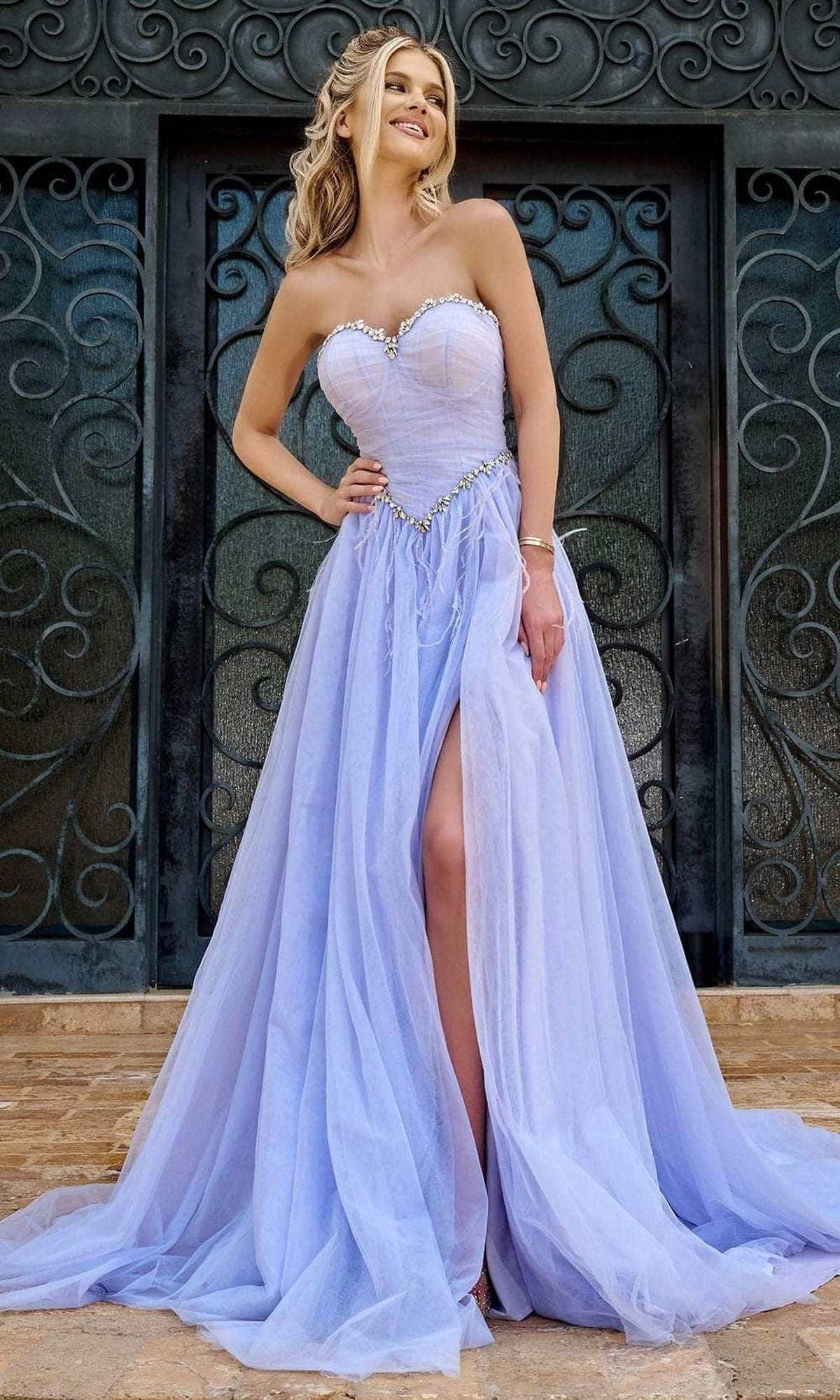 Portia and Scarlett PS24632 - Beaded Trim Strapless Prom Gown