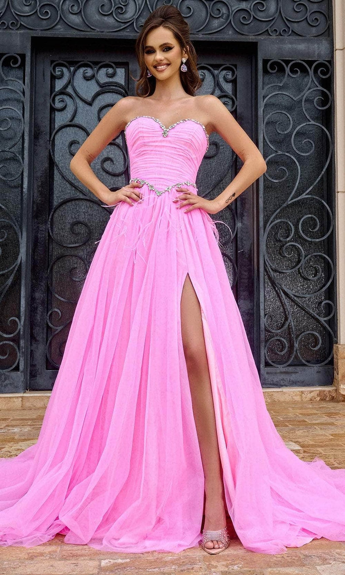 Portia and Scarlett PS24632 - Beaded Trim Strapless Prom Gown