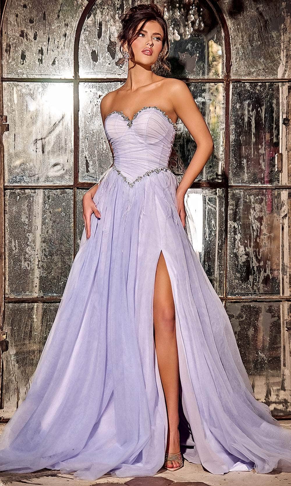 Portia and Scarlett PS24632 - Beaded Trim Strapless Prom Gown - back view