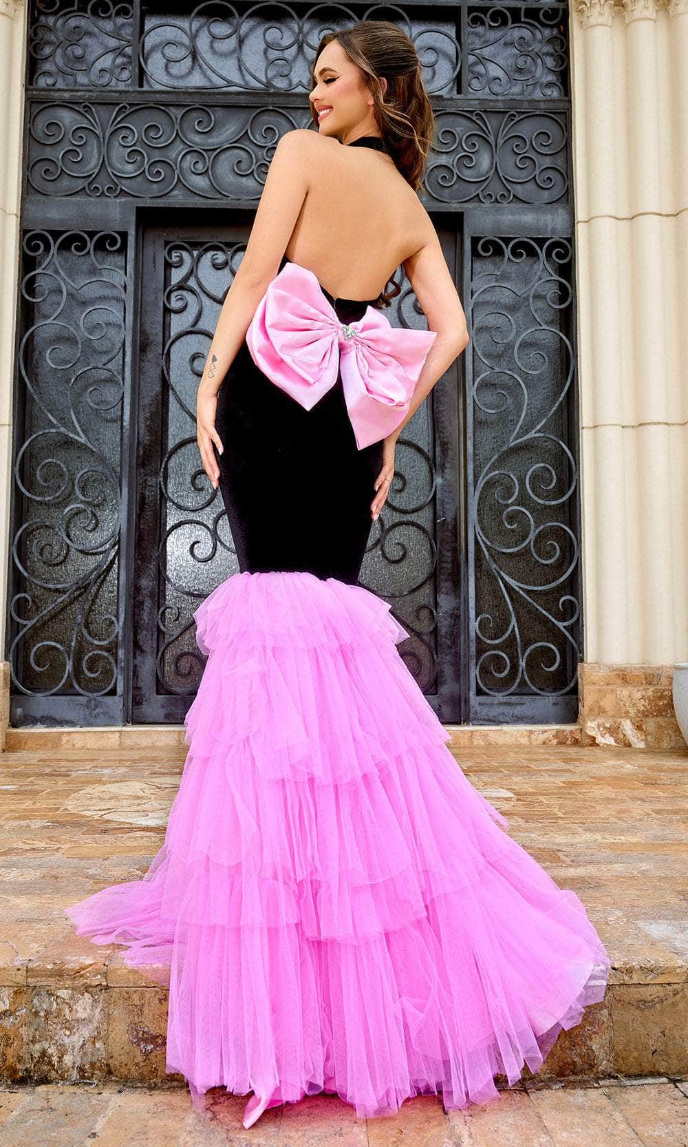 Portia and Scarlett PS24680 - Halter Plunging Prom Gown - back view