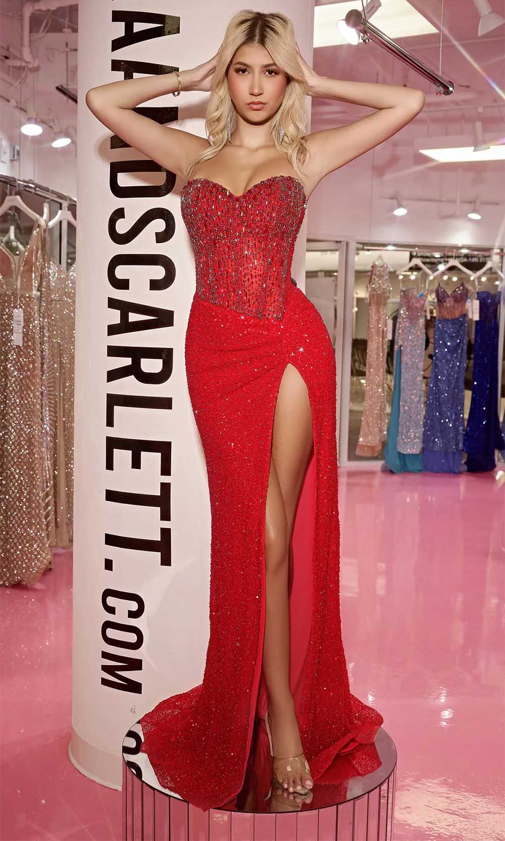Portia and Scarlett PS24850C - Illusion Jeweled Evening Gown - view 4