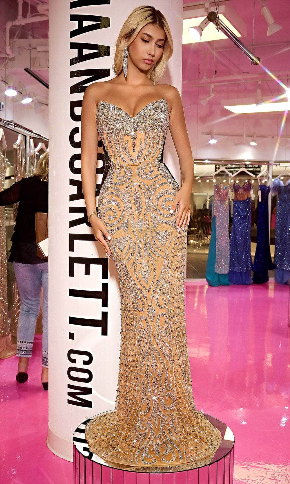 Portia and Scarlett PS24867C - Embellished Strapless Evening Dress - designer evening gown at Silhouette Dresses