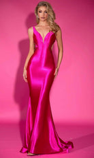 Portia and Scarlett PS25233 - Plunging Neck Bow Accent Prom Gown - designer prom dress at Silhouette Dresses