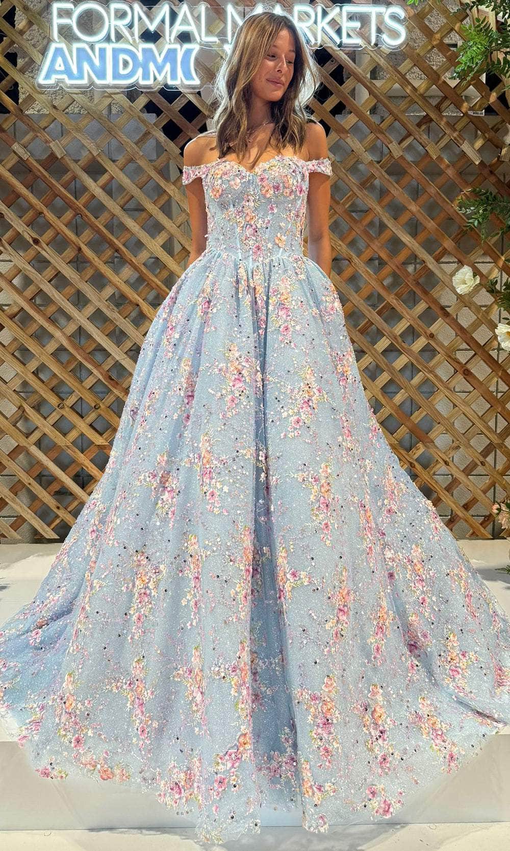 Portia and Scarlett PS25270 - Floral Off-Shoulder Ballgown - designer ball gown at Silhouette Dresses