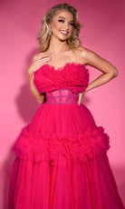 Portia and Scarlett PS25305 - Ruffle Detailed Strapless Ballgown - back view