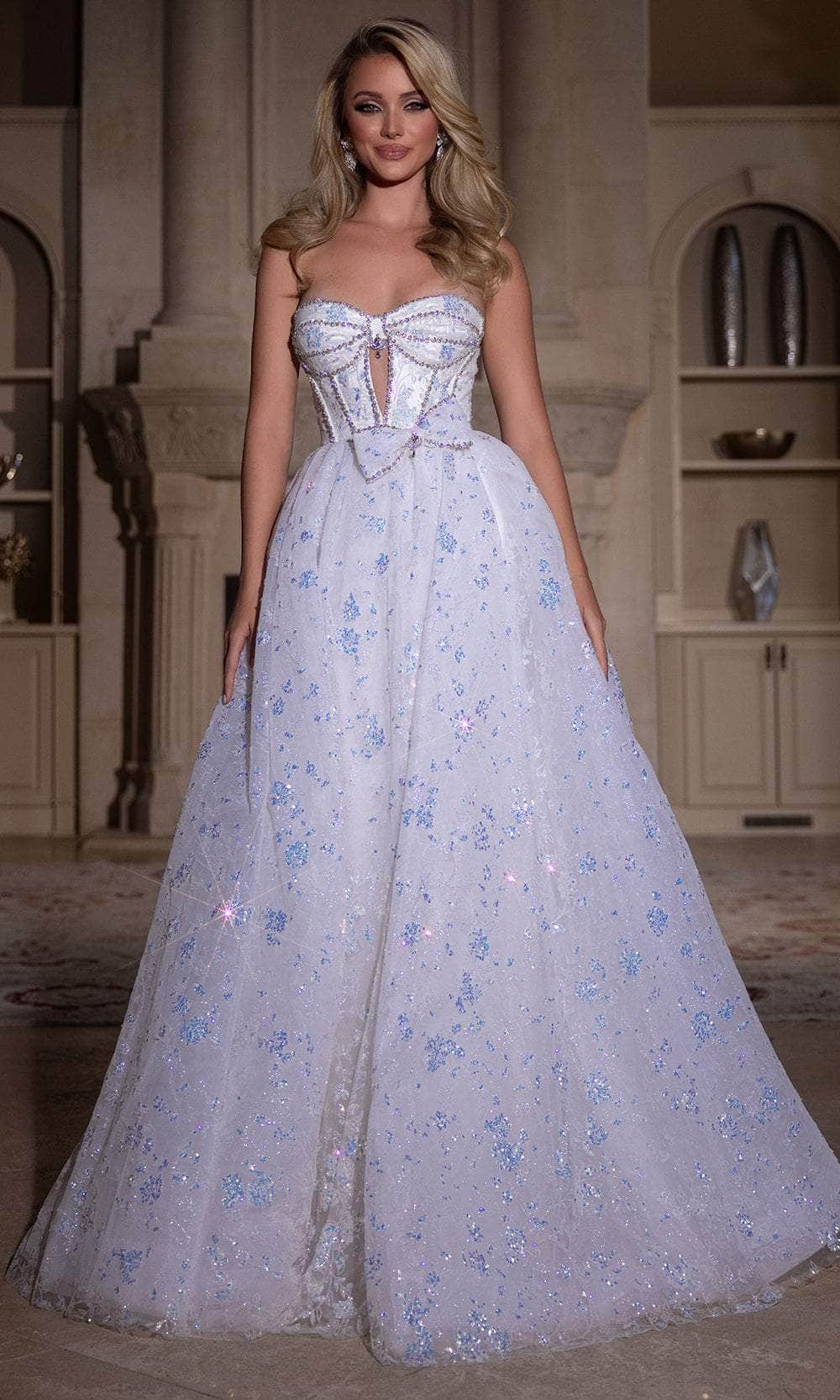 Portia and Scarlett PS25315 - Glitter Lace A-Line Prom Gown - detail view