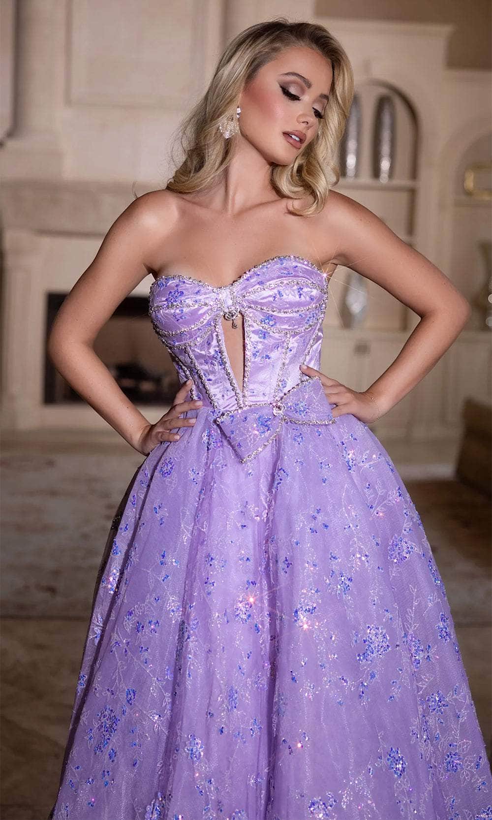 Portia and Scarlett PS25315 - Glitter Lace A-Line Prom Gown - back view