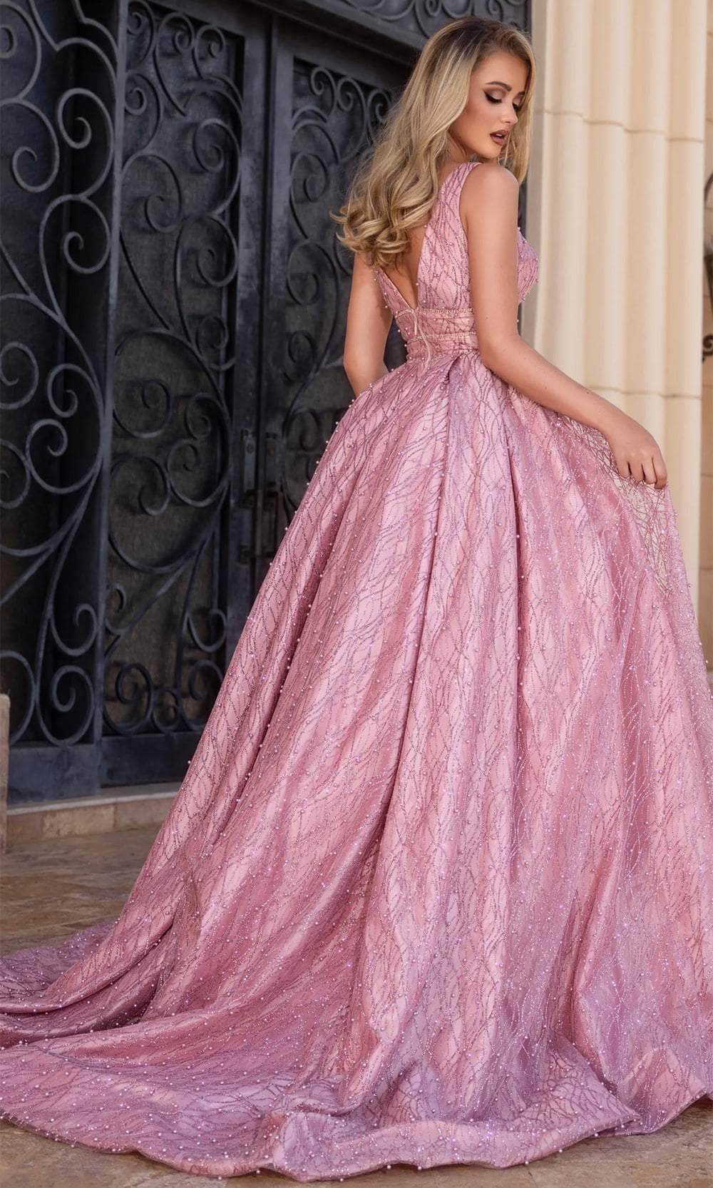 Portia and Scarlett PS25316 - Plunging Sweetheart Embellished Ballgown - view 4