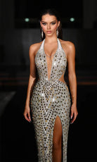 Portia and Scarlett PS25433C - Halter Cut Glass Evening Dress - Silhouette Dresses