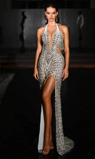 Portia and Scarlett PS25433C - Halter Cut Glass Evening Dress