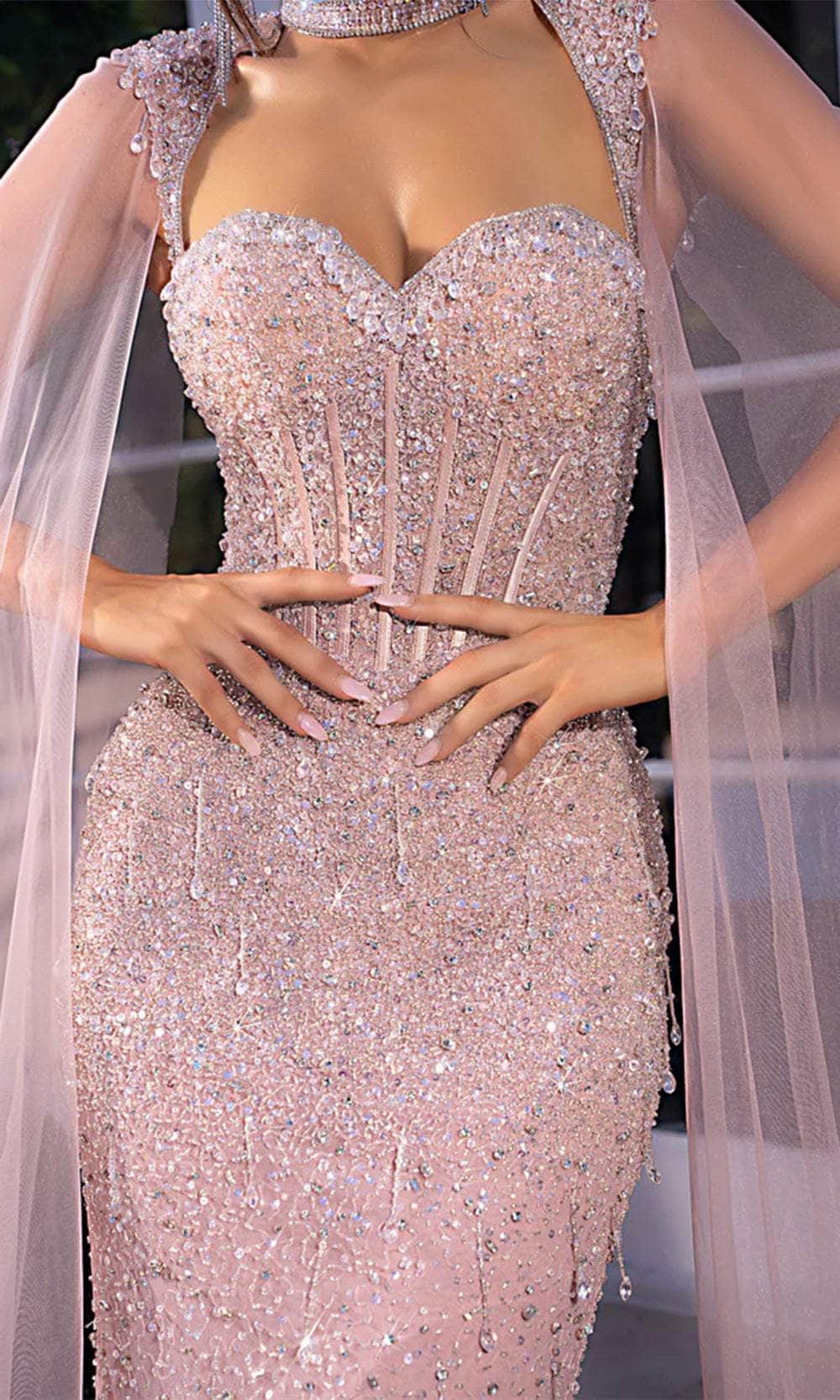 Portia and Scarlett PS25504 - Embellished Sweetheart Neck Prom Gown - back view