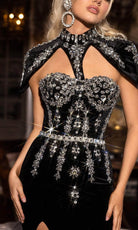 Portia and Scarlett PS25634E - Rhinestone Embellished Velvet Prom Gown