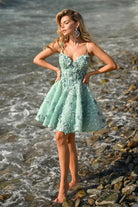Portia and Scarlett PS25703 - Floral Embroidered Sweetheart Mini Dress