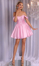 Portia and Scarlett PS25725 - Off Shoulder Ruched Mini Dress