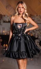 Portia and Scarlett PS25732 - Heart Cutout Ruffle Hem Mini Dress