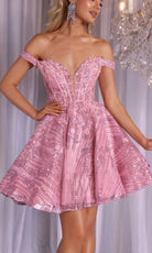 Portia and Scarlett PS25735 - Off Shoulder Sequin Lace Short Dress
