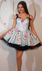 Portia and Scarlett PS25765 - Floral Print Corseted Mini Dress