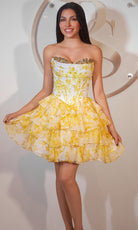 Portia and Scarlett PS25798 - Beaded Bust Floral Cocktail Dress