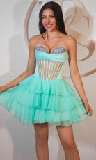 Portia and Scarlett PS25799 - Sweetheart Sheer Corset Dress