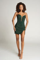 Portia and Scarlett PS25812C - Plunging V-Neck Sequin Cocktail Dress