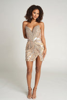 Portia and Scarlett PS25817C - Sequin Deep V-Neck Mini Dress