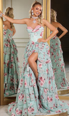 Portia and Scarlett PS25960 - Strapless Tiered Floral Gown